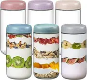 NETANY 6-pack 24oz Glass jars with Airtight Lids, Overnight Oats Containers with Lids, Wide mouth Mason Salad jars, Glass Food Storage Containers for Snacks Yogurt Spice Sugar