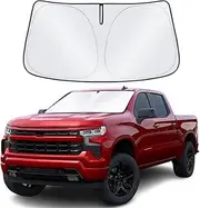 Windshield Sun Shade for Chevrolet/Chevy Silverado 1500 2019-2024 Double Layer 240T Upgrade Foldable Sunshade Custom Windshield Sun Visor Blocks UV Rays