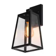 BAMDECOR 2x Outdoor Wall Light Porch Yard Tempered Glass Lantern Lamp Black IP44