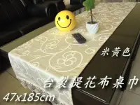 在飛比找Yahoo!奇摩拍賣優惠-LOOK2--台製米黃, 藍提花布桌巾47*185cm長方形