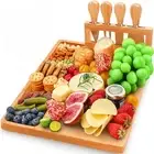 Cheese Board and Knife Set - Bamboo Charcuterie Boards with Knife Holder, Cheese