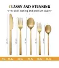 Matte Gold Silverware Set 30 Pieces, FAMEWARE Stainless Steel Flatware Set，Servi