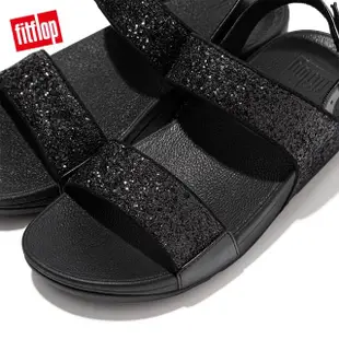 【FitFlop】LULU GLITTER BACK-STRAP SANDALS經典亮片後帶涼鞋-女(黑色)