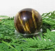 Gold Tiger Eye Solid Gemstone Sphere - 36mm Diameter with Display Stand