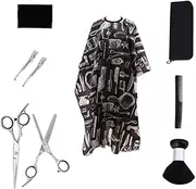 1 Set Flat Scissors Teeth Scissors Hair Cutting Supplies Haircut Scissors Tools Kit Barbershop Accessories Hairdressing Tools Haircut Supplies Black