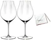 [RIEDEL] Performance Pinot Noir Wine Glass (2-Pack) with Large Microfiber Polishing Cloth Bundle (2 Items)
