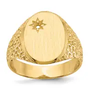 14K Yellow Gold 16.0X12.0mm Open Back Diamond Men'S Signet Ring Mounting