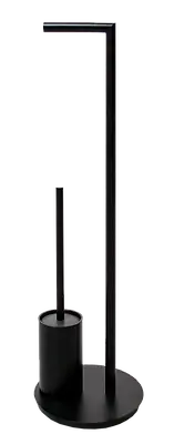 Jamie J Staten Freestanding Toilet Caddy Matte Black with Toilet Brush Holder