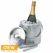 Stainless Steel GIFT Home Ice Bucket With Handle & Insulated Lid & Ice Tongs