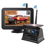 Magnetic Solar Wireless Backup Camera 5" DVR Monitor 1080P for Trailer Hitch RV