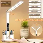 Dimmable LED Desk Lamp Bedside Study Reading Table Light USB Ports w/ Pen Holder