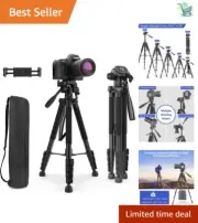 Lightweight 74’’ Tripod for DSLR, Smartphones & Projectors - Travel Bag Included