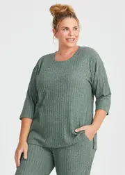 [Taking Shape] Taking Shape Cosy Rib Lounge Top Size 20 in Duck Green - Plus Size Women's Sleepwear Duck Green