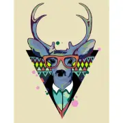 WISE ELK Artwille Cool Deer No-Mix Acrylic Paint By Number Kit 01336-WE