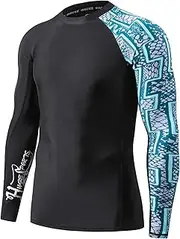 [ADOREISM] Men's Rash Guard Long Sleeves Splice UPF 50+ BJJ Jiu Jitsu Rash Guard Compression Swimming Shirts