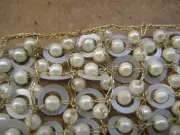 HAND CROCHETED PEARL-BEAD-SEQUIN-LUREX THREAD APPLIQUES TRIM MATS DOILIES