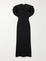 [Maticevski] Maticevski - Cypress Ruched Crepe Midi Dress - Black - UK 12 UK 12 Black