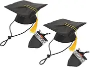 FONDOTIN 2 Sets Graduation Pet Graduation Hat Dog Cosplay Costume Puppy Small Animal Graduation Graduation Hat Cap for Dogs Dog Graduation Dress up Hat Polyester Black