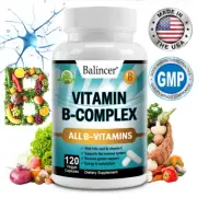 Vitamin B Complex Capsules with Biotin & Folic Acid B1 B2 B3 B5 B6 B12