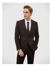 [Politix] Prince Of Wales Tailored Jacket in Burgundy