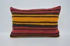 Vintage Kilim Throw Pillow, 16"x24" Red Cushion, Boho Pillow, Pillow for Couch