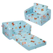 Baby Chair Foldable 2-in-1 Baby Lounger Couch Cartoon Kids Sofa Pink
