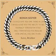 [Generic] Sister Cuban Link Chain Bracelet - Special Gifts for Sisterhood, Engraved Love and Confidence, Perfect Birthday or Christmas Idea Present for Her, Small, Silver Plated Zinc, Cubic Zirconia