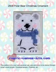 Polar Bear Christmas Ornament- Plastic Canvas Pattern or Kit