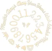 Cabilock 1 Set Wooden Milestone Signs for Monthly Photos Milestone Cards for Newborn Growth Tracking and Creative Photography Props