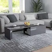 Generic Coffee Table High Gloss Grey 150x50x35 cm Engineered Wood