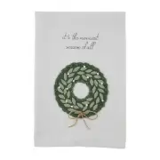 Mud Pie Applique Xmas Tea Towel, Wreath, Small