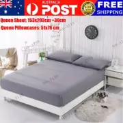 Grounding Earthing Queen Fitted Sheet Kit with 2 Pillow Cases Set AU Plug