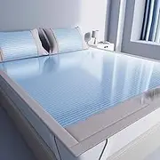 Snaweo Ice Silk Rattan Mat, Breathable Ice Rattan Fabric, Cool Sum mer Sleeping Mat, Foldable and Easy to Care, Washable Cooling mattresses, for School Dormitory(180x200cm/71x79in)