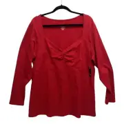 Torrid Foxy Sweetheart Twist Top Plus Size Fitted Shirt 3x 3 Red Tailored Look