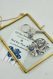 Turkish Greek Mati Evil Eye Elephant Key Chain Bag Charm Lucky Eye Keyrings