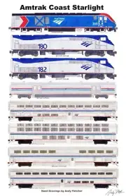 Amtrak Coast Starlight 11"x17" Poster Andy Fletcher signed