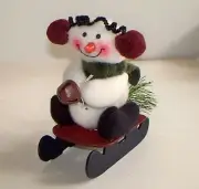NEW 5" Plush Snowman Bear Stuffed Animal on a Sleigh bringing home the Xmas tree