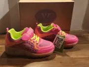 SDSPEED Kids Roller Skate Shoes with Single Wheel Shoes Sport Sneaker LED Pink 4