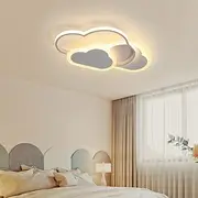 LED Ceiling Lights Color Clouds Shaped Dimmable Children Room Flush Mount Ceiling Lamp Metal Wooden Baby Room Lighting Fixture for Boy's Girl's Room Kid's Bedr