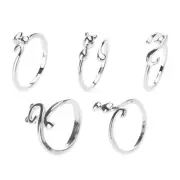 Cat Animal Open Rings Adjustable Size for Women Crochet Tension Regulator Finger