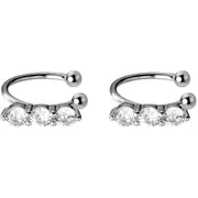 ANYCO Fashion Earrings Silver 925 Sterling Shiny Luxury Crystal Zircon Simple Ear Clip for Women Without Piercin Ear Cuff Jewelry