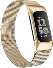 JKD Compatible with Fitbit Charge 6 /Charge 5 Bands for Women Men, Adjustable Stainless Steel Metal Mesh Loop Replacement Straps for Fitbit Charge 6/Charge 5 Advanced Activity & Fitness Trackers