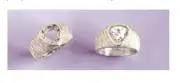 (6x6-8x8mm) Trillion Sterling Silver Textured Pre-Notched Ring Setting Size 9