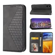 For iPhone Xs Max Case, Leather Wallet Flip Case With Strap - Black