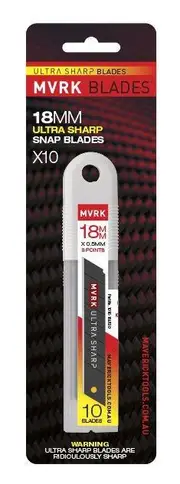 MVRK 1016-18US10 - Ultra Sharp 18mm Snap Blades - 10 Pack