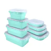 Collapsible Food Storage Containers with Lids, Set of 4 Rectangle Bowls for C...