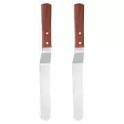 2pcs Painting Knives 8"x1.1" Round Head Curved Palette Scraper with Wood Handle