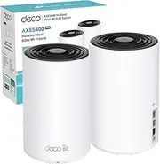 TP-Link Deco XE75 Pro AXE5400 Whole Home Tri-Band Mesh Wi-Fi 6E System, Gigabit Ports, AI-Driven Mesh, Cover up to 5,500 ft2, Connect up to 200 Devices,1.7 GHz Quad-Core CPU, HomeShield, 8K Pack of 2