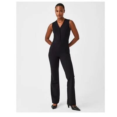 NWT SPANX The Perfect Sleeveless Jumpsuit Black Stretch Small