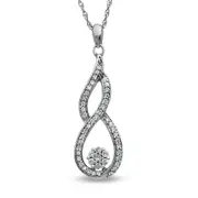 0.25 CT. T.W. Natural Diamond Swirl Loop Flower Pendant in Sterling Silver